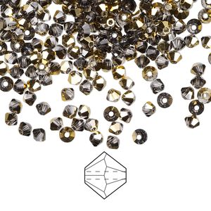 Bead 144pk crystal aurum, Preciosa Czech crystal 3mm bicone