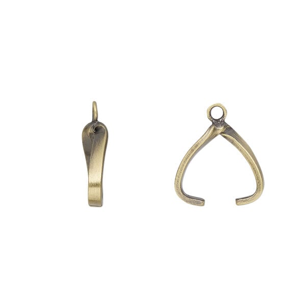 Bail, ice-pick earring, antique gold-plated brass, 12x2mm with 9mm grip length. Sold per pair. image number 0
