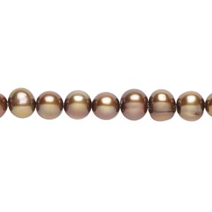 Freshwater pearl 1pkg1, semi-round, 15 inch light purple-bronze 5-6mm cultured