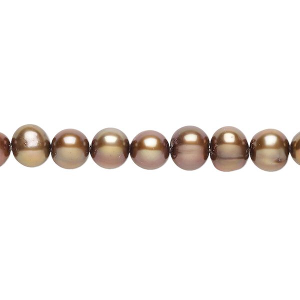Freshwater pearl 1pkg1, semi-round, 15 inch light purple-bronze 5-6mm cultured image number 0