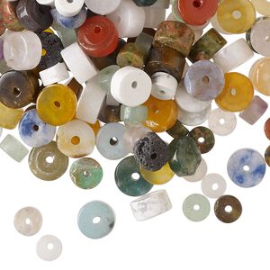 Multi-gemstone 1pkg1, heishi bead 2 oz mix 4x2mm-7x4mm