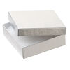 Box 1pkg6, paper and "cotton" filled, silver 3-1/2 x 3-1/2 x 1 inches square image number 1