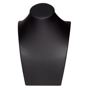 Display, necklace, leather, black, 7 x 5 x 3-1/4 inches with VELCRO® tab on back. Sold individually.