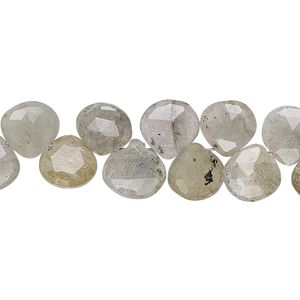 Labradorite 1pkg1, hand-cut top-drilled faceted puffed teardrop bead natural 8 inch 7x6mm-10x10mm