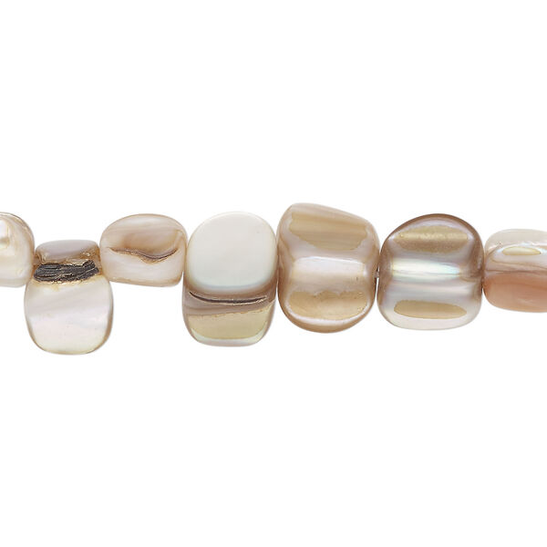 Mother-of-pearl shell 1pkg1, pebble bead 13 inch tan small to medium image number 0