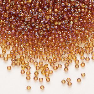 Seed bead, Preciosa Ornela Czech glass, pkg/50g, #11 rocaille, translucent rainbow dark topaz, (11090).