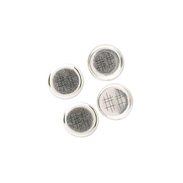 Bezel cup, sterling silver, solid back, 8mm round. Sold per pkg of 4. image number 0