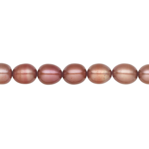 Freshwater pearl 1pkg1 rice, 15 inch cranberry 6mm cultured image number 0