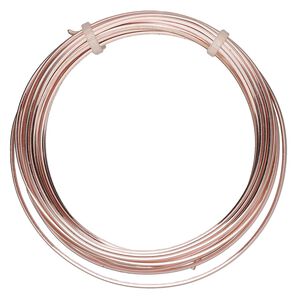 Wire, ParaWire™, rose gold-finished copper, square, 18 gauge. Sold per 4-yard section.