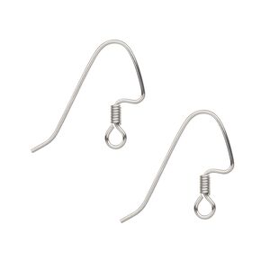Ear wire fishhook 1pkg20, 18mm angular / 3mm coil / perfect balance / open loop, 21 gauge stainless steel 10 pair