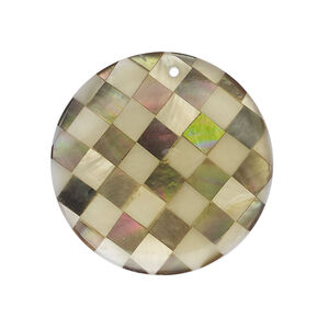 Black lip shell / gold lip shell / mother-of-pearl shell 1pkg1, top-drilled 1sided puffed flat round focal 30mm