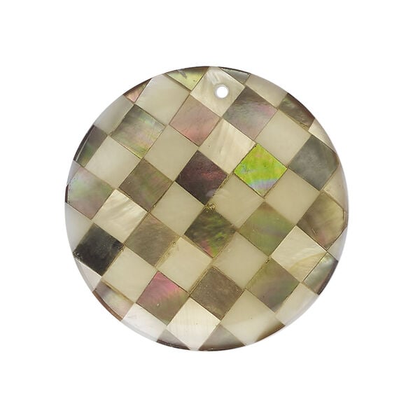 Black lip shell / gold lip shell / mother-of-pearl shell 1pkg1, top-drilled 1sided puffed flat round focal 30mm image number 0