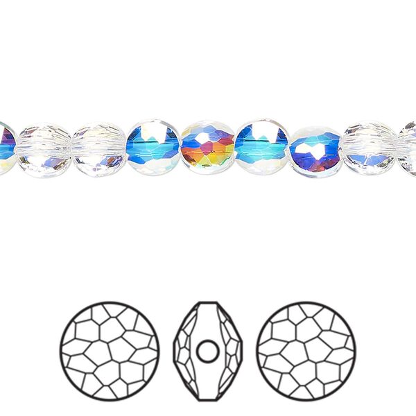Bead 4pk crystal AB, Crystal Passions® 6mm puffed round 5034 image number 0