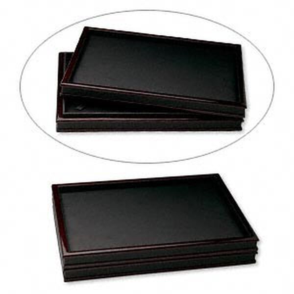 Display tray cover, leatherette and fiber board, black and mahogany, 12-1/2 x 9 x 1 inches. Sold individually. image number 0