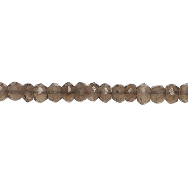 Smoky quartz 1pkg1, hand-cut faceted rondelle bead, 13 inch dark 4x2mm-5x4mm image number 0