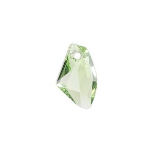 Drop 1pk peridot, Crystal Passions® 19x11mm pendant galactic vertical 6656