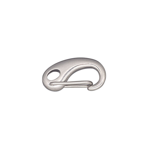 Clasp, self-closing hook, stainless steel, 19x10mm. Sold individually. image number 0