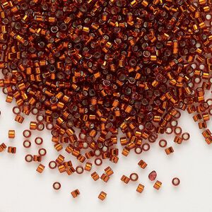 Seed bead, Delica®, glass, pkg/7.5g, #11 round, transparent silver-lined dark burnt orange (DB-0601).