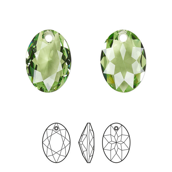 Drop 1pk peridot, Crystal Passions® 16mm pendant elliptic cut 6438 image number 0