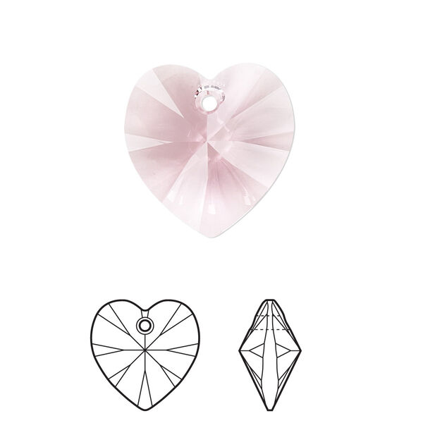Drop 2pk light rose, Crystal Passions® 18mm pendant heart 6228 image number 0