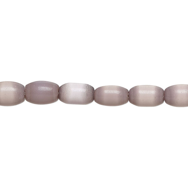 Bead, fiber optic glass, pkg/14 inch, opaque lavender, 8x5mm center-drilled oval. image number 0