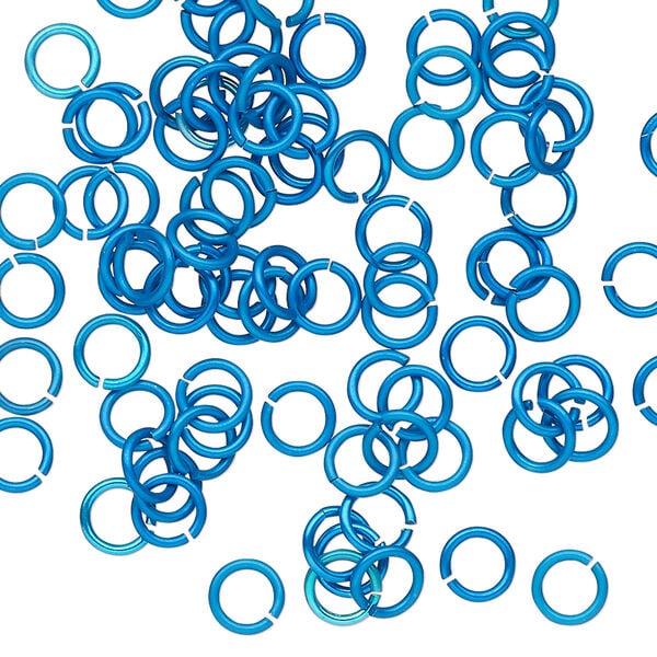 Jump ring 1pkg100 aluminum, 5mm round, 20 gauge / 3.1mm inside diameter / light blue image number 0