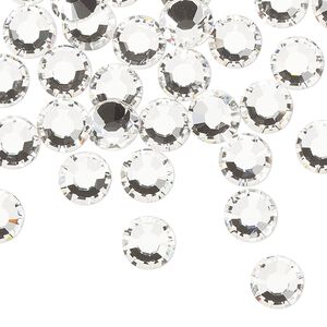 Flat back, Dance With Me™ crystal rhinestone, crystal clear, foil back, 7.07-7.27mm rose, SS34. Sold per pkg of 144 (1 gross).