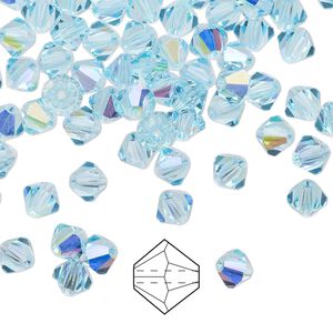 Bead 24pk aqua bohemica AB, Preciosa Czech crystal 5mm bicone