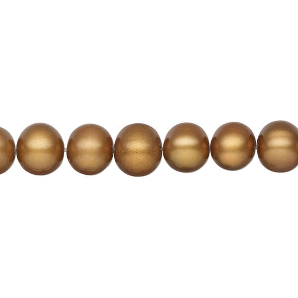 Freshwater pearl 1pkg1, semi-round, 15 inch dark golden copper 7-8mm cultured image number 0