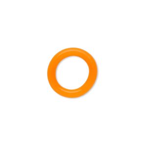 Component, Oh! Ring™, silicone, neon orange, 15mm round with 10mm hole. Sold per pkg of 100.