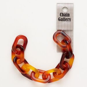 Chain acrylic 1pkg1 20.7mm oval rolo, amber 7 inches