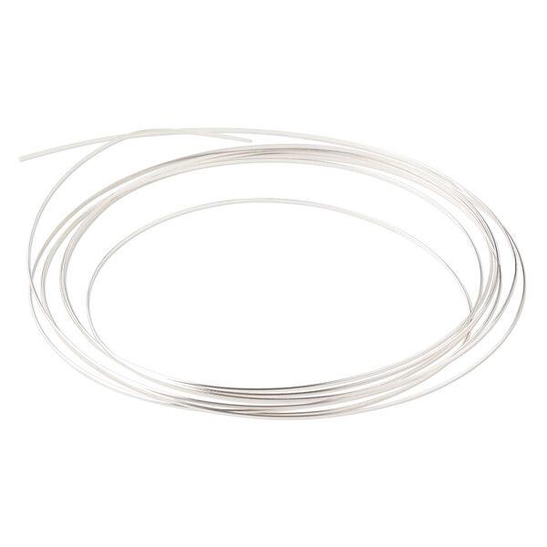 Wire, sterling silver, half-hard, half-round, 22 gauge. Sold per pkg of 5 feet. image number 0