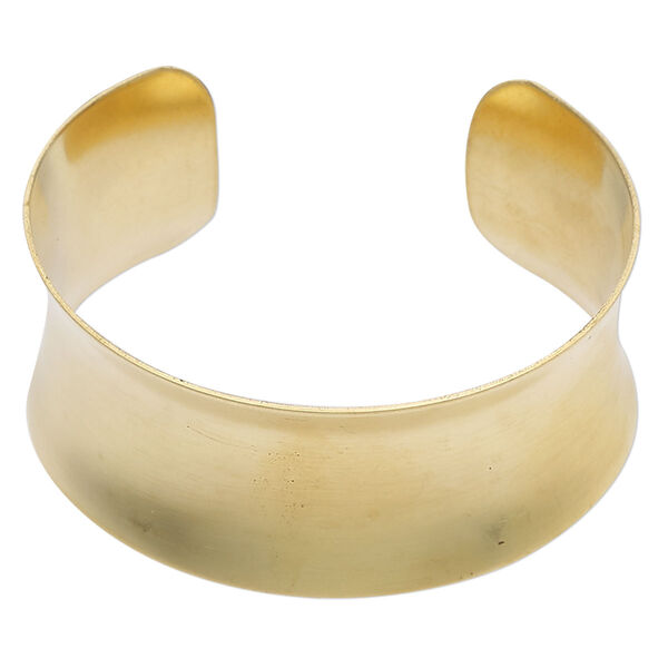 Bracelet, cuff, raw brass, 1-1/8-inch wide, concave, adjustable from 6-1/2 to 7-inches. Sold individually. image number 0