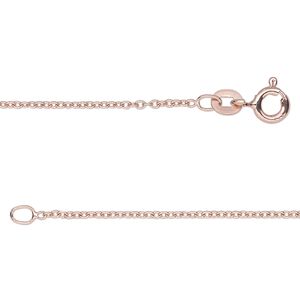 Chain 1pkg1 rose gold-plated sterling silver cable, 1.2mm round / springring clasp, Gossamer™ 18 inch