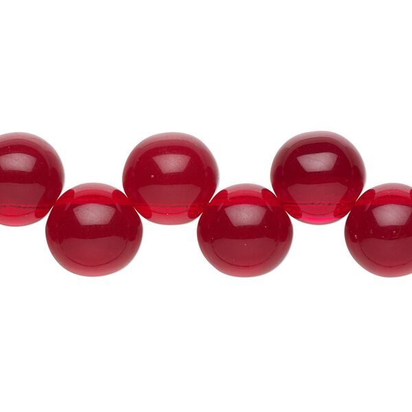 Bead, Preciosa, Czech pressed glass druk, transparent red, 10mm top-drilled round. Sold per pkg of 10. image number 0