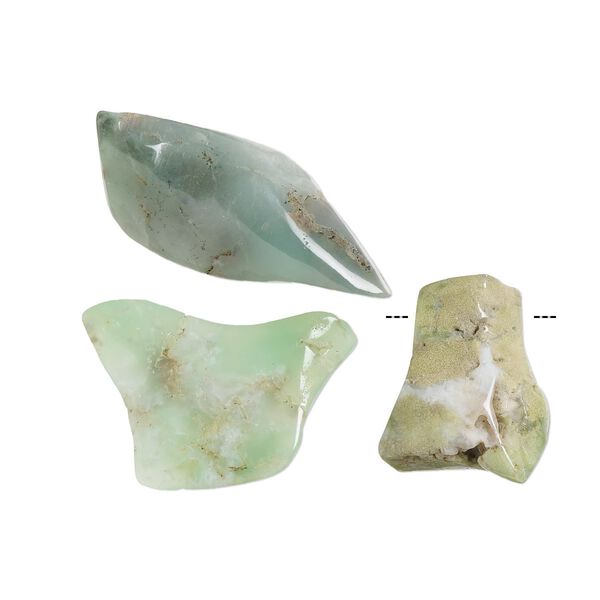 Chrysoprase 1pkg3, center-drilled / undrilled freeform bead / component natural mix 33x16mm-65x39mm image number 0