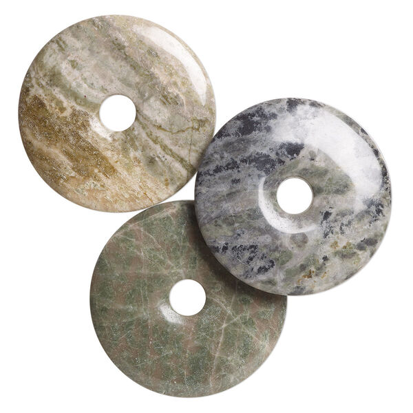 Focal, multi-jasper (natural), 53-56mm donut, B grade, Mohs hardness 6-1/2 to 7. Sold per pkg of 3. image number 0