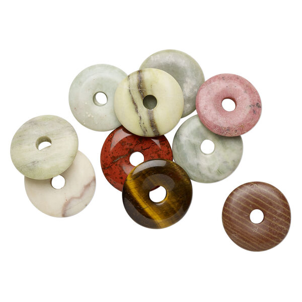 Multi-gemstone 1pkg10, donut focal natural mix 25-30mm image number 0