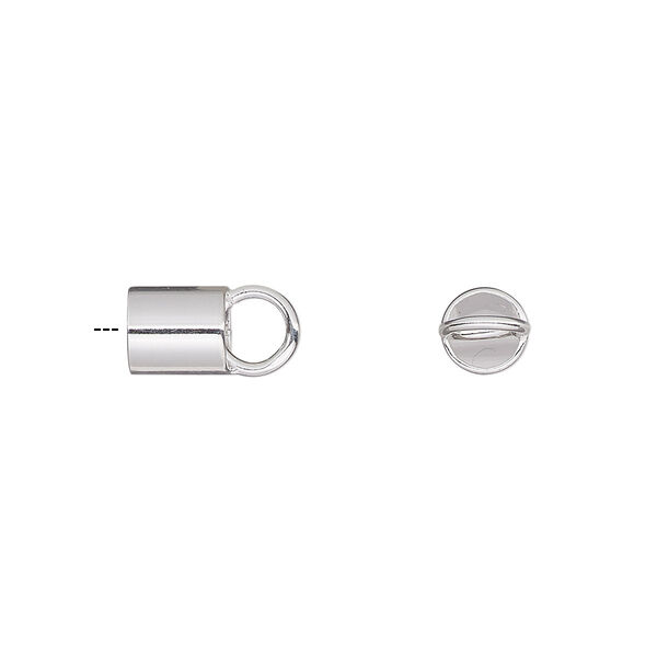Cord end, glue-in, sterling silver, 7x6mm, 5mm inside diameter. Sold individually. image number 0