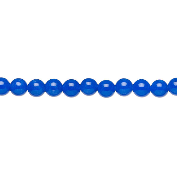 Bead, Malaysia "jade" (quartz) (dyed), cobalt, 4mm round, B grade, Mohs hardness 7. Sold per 15-1/2" to 16" strand. image number 0