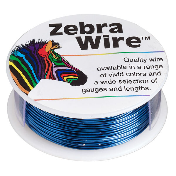 Wire, Zebra Wire™, color-coated copper, sapphire blue, round, 22 gauge. Sold per 1/4 pound spool, approximately 45 yards (41 meters). image number 0