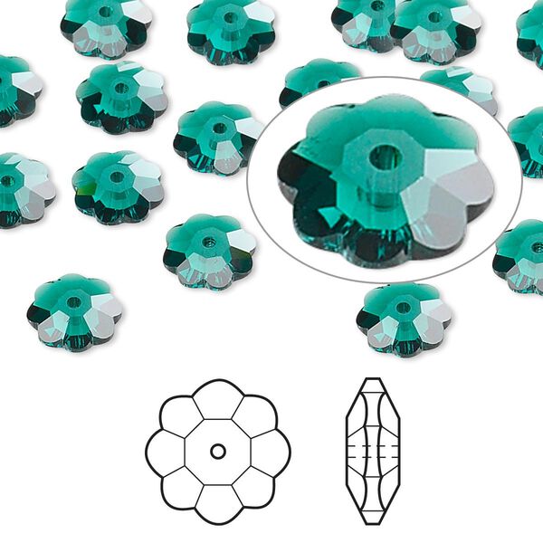 Margarita flower 12pk emerald, Crystal Passions® 8x3mm 3700 image number 0