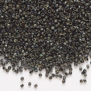 Seed bead, Delica®, glass, pkg/250g, #11 round, opaque Picasso black (DB-2261).