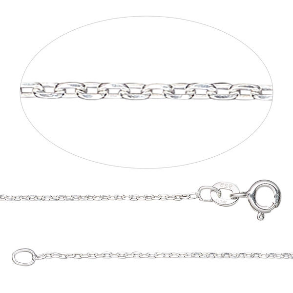 Chain, Gossamer™, sterling silver, 1.2mm cable, 18 inches with springring clasp. Sold individually. image number 0
