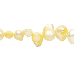 Pearl 1pkg1 freshwater, top-drilled flat-sided potato, 15 inch canary 6x5mm-14x8mm cultured