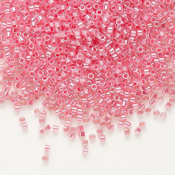 Seed bead, Delica®, glass, pkg/7.5g, #11 round, opaque inside dyed color luster carnation pink (DB-0236). image number 0