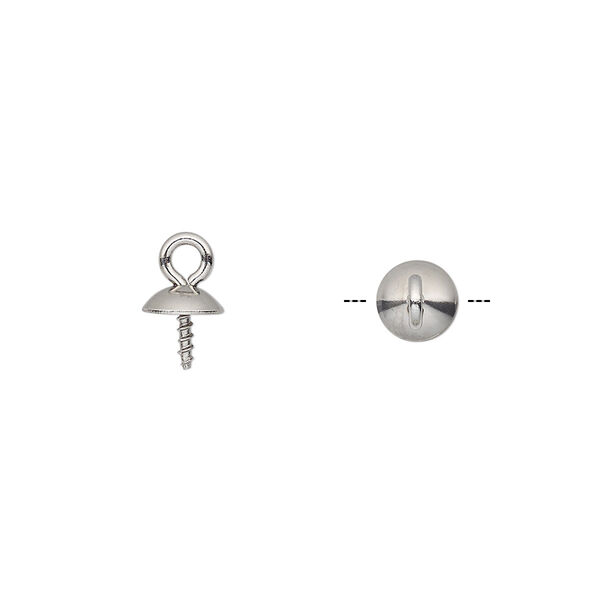 Cup, stainless steel, 10x6mm with 6mm cup and 5mm twisted peg, fits 6-10mm bead. Sold per pkg of 20. image number 0