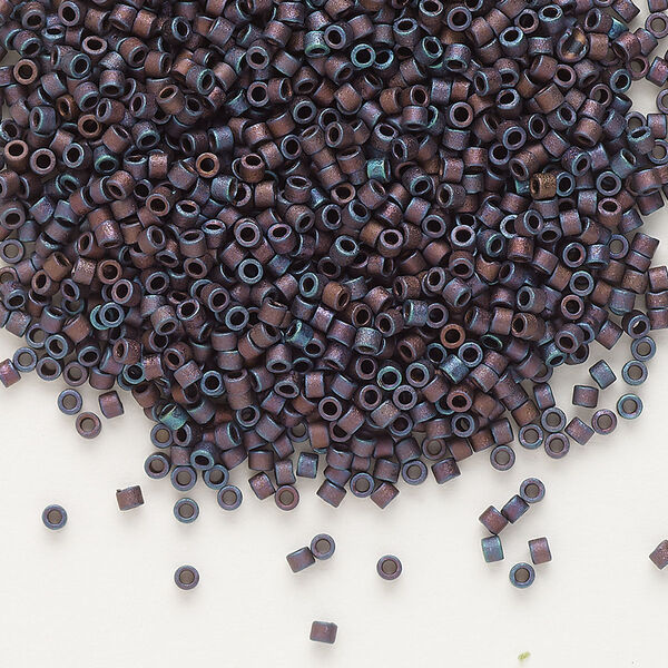 Seed bead, Delica®, glass, pkg/50g, #11 round, opaque matte metallic iris dark purple (DB-0323). image number 0