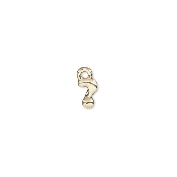 Charm, gold-finished "pewter" (zinc-based alloy), 7.5x5mm question mark. Sold per pkg of 2. image number 0