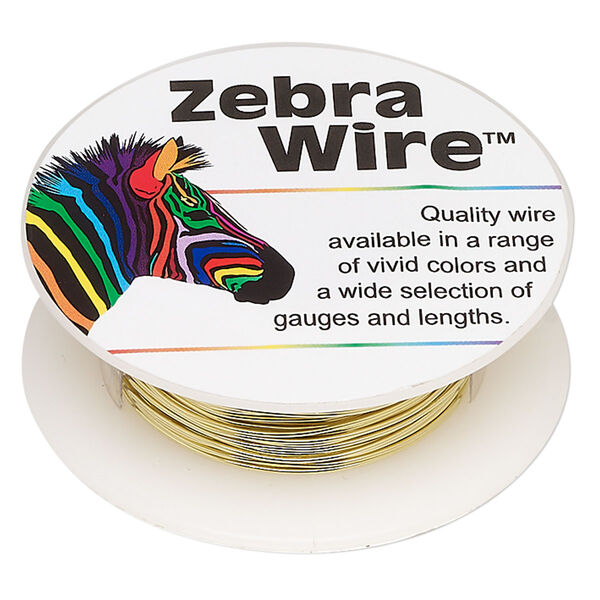 Wire, Zebra Wire™, brass, round, 22 gauge. Sold per 15-yard spool. image number 0